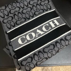 Coach Black and Gray Patterned Scarf